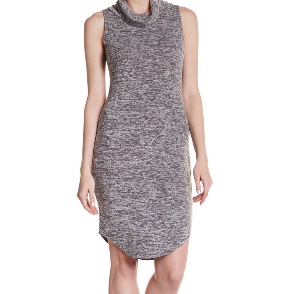 Tan Sleeveless Cowl Neck Dress